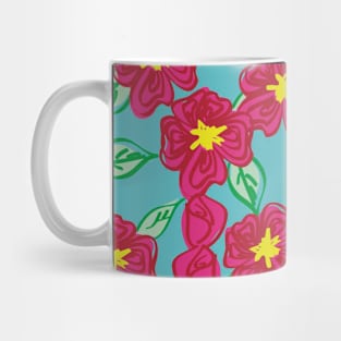 Hand Drawing Flower And Leaves Background Seamless Mug